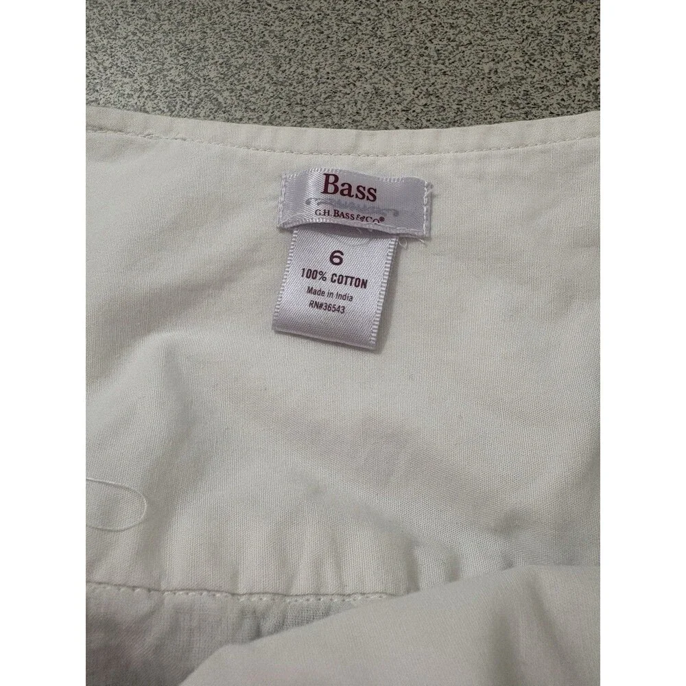 Bass Women’s100% Cotton White w/ Blue Design A Line Lined Skirt Size 6 Zipper - Picture 4 of 7